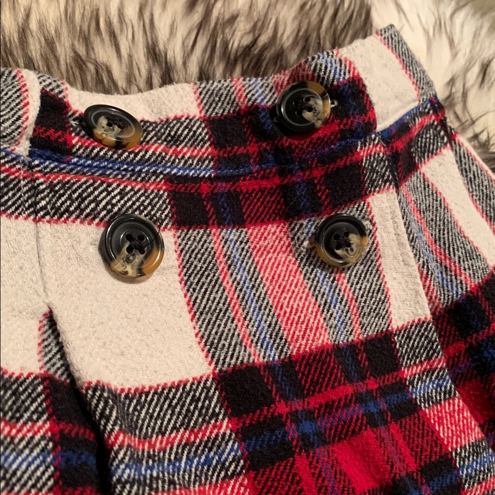 Faux Button-Front Girls Plaid Skirt